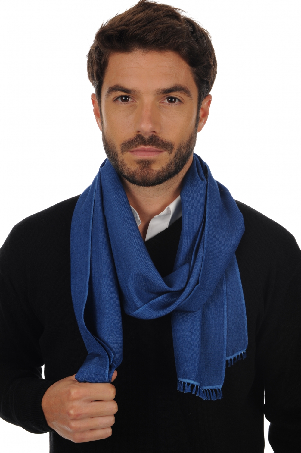 Cashmere & Silk accessories scarf mufflers scarva dark blue 170x25cm